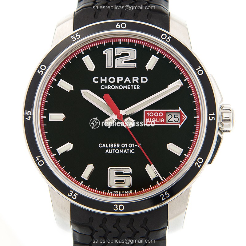 Chopard Mille Miglia Replica - Automatic - Steel Case - Black Dial - Rubber Strap